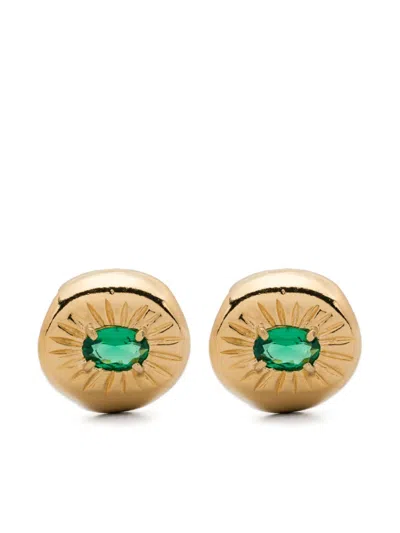 Wouters & Hendrix Emerald-embellished Earrings In Green