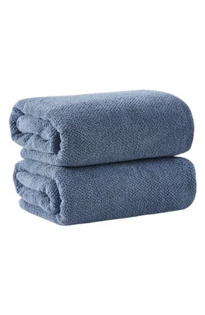 Woven & Weft 2-pack Cotton Bath Towels In Chambray Blue
