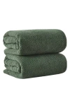 Woven & Weft 2-pack Cotton Bath Towels In Forest Green