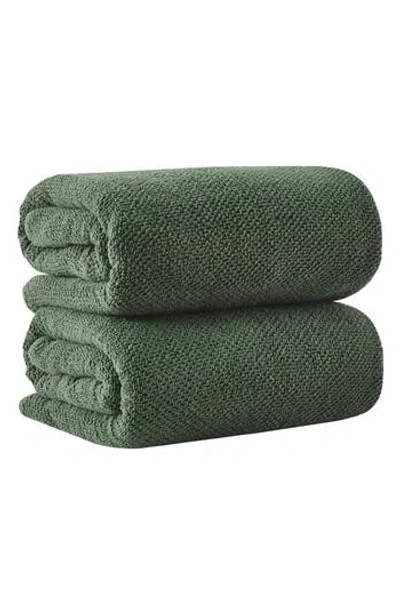 Woven & Weft 2-pack Cotton Bath Towels In Forest Green