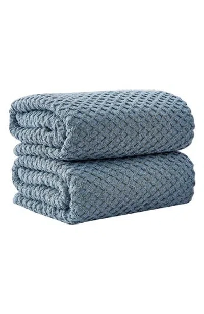 Woven & Weft 2-pack Diamond Cotton Bath Sheets In Blue