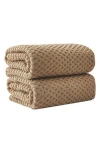 Woven & Weft 2-pack Diamond Cotton Bath Sheets In Brown