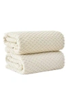 Woven & Weft 2-pack Diamond Cotton Bath Sheets In Brown