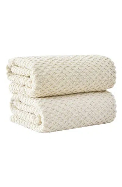 Woven & Weft 2-pack Diamond Cotton Bath Sheets In Brown