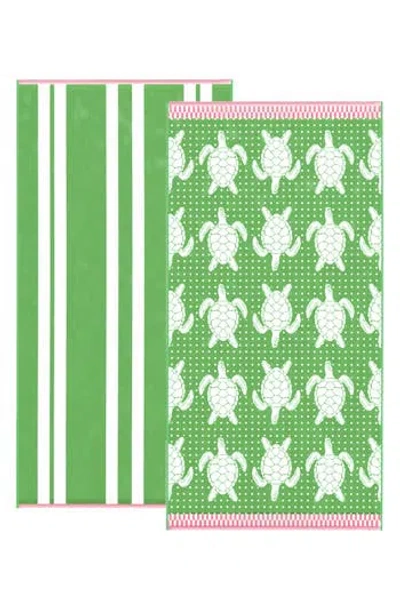 Woven & Weft 2-pack Assorted Beach Towels In Green