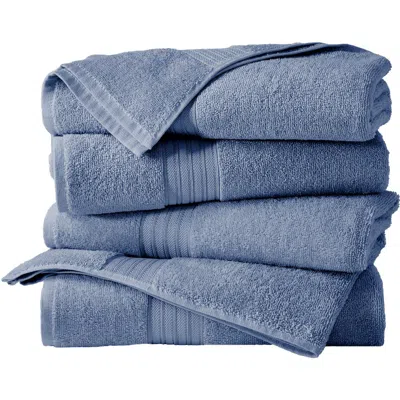 Woven & Weft 4-pack Cotton Bath Towels In Chambray Blue
