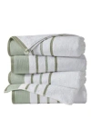 Woven & Weft Cotton Textured Stripe 4-pack Hand Towel Set In Desert Sage Green/moss Green