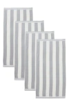 Woven & Weft 4-pack Pastel Cabana Stripe Bath Towels In Pale Grey