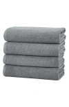 Woven & Weft Cotton 4-pack Textured Bath Towel Set In Dark Grey