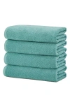 Woven & Weft Cotton 4-pack Textured Bath Towel Set In Mineral Blue