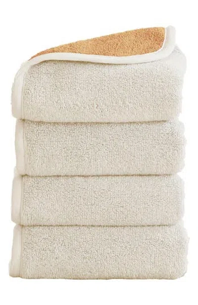 Woven & Weft 4-pack Two-tone Cotton Towels In Neutral