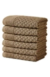 Woven & Weft 6-pack Diamond Textured Hand Towels In Brown