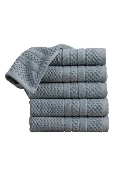Woven & Weft 6-pack Checker Texture Hand Towels In Blue