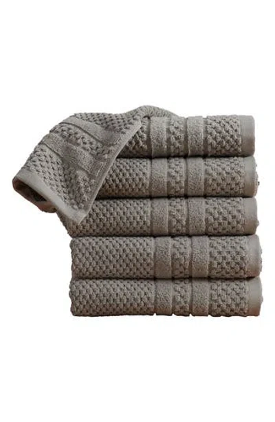 Woven & Weft 6-pack Checker Texture Hand Towels In Gray