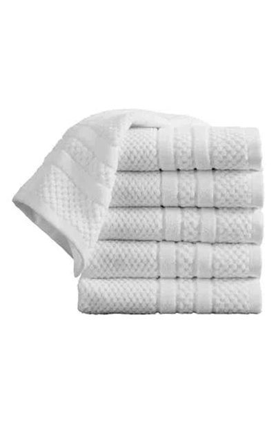 Woven & Weft 6-pack Checker Texture Hand Towels In White