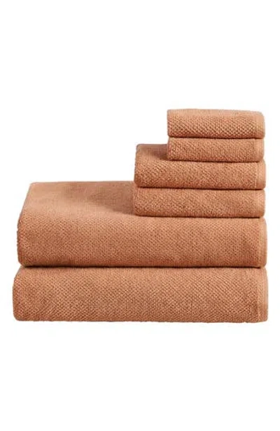 Woven & Weft 6-piece Cotton Textured Bath Sheet Set In Clay