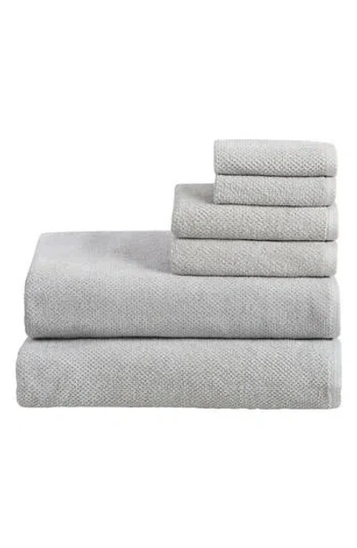 Woven & Weft 6-piece Cotton Textured Bath Sheet Set In Light Grey