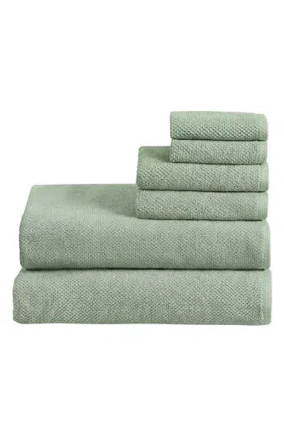 Woven & Weft 6-piece Cotton Textured Bath Sheet Set In Mineral