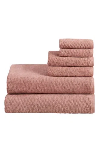 Woven & Weft 6-piece Cotton Textured Bath Sheet Set In Pink