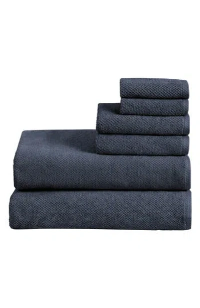 Woven & Weft 6-piece Cotton Textured Bath Sheet Set In Stone Blue