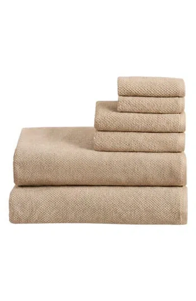 Woven & Weft 6-piece Cotton Textured Bath Sheet Set In Taupe