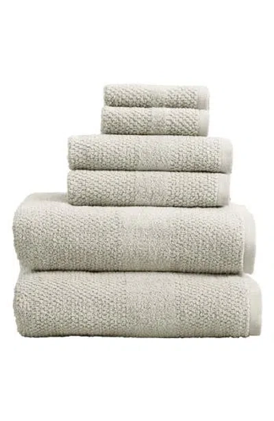 Woven & Weft 6-piece Textured Weave Cotton Bath Towel Set In Gray