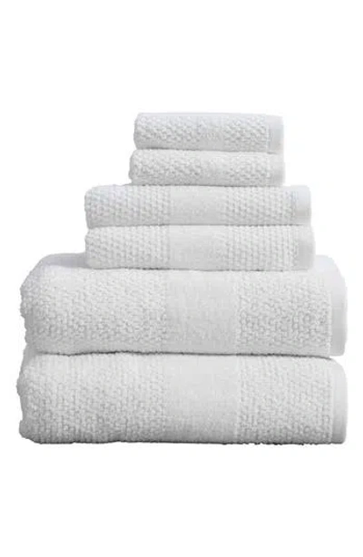 Woven & Weft 6-piece Textured Weave Cotton Bath Towel Set In White