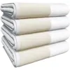 Woven & Weft Border 4-piece Cotton Bath Towels In White
