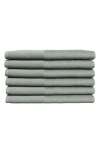 Woven & Weft Border 6-piece Cotton Hand Towels In Green