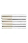 Woven & Weft Border 6-piece Cotton Hand Towels In White