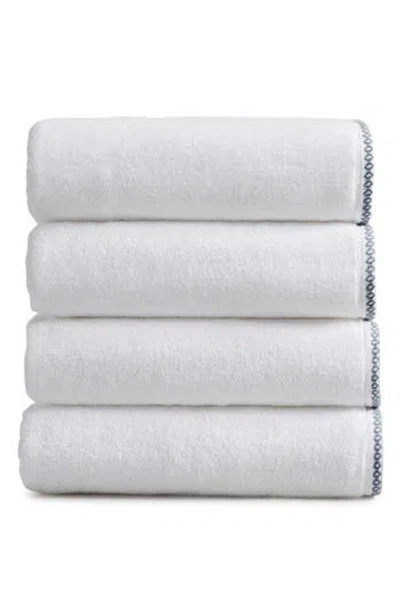 Woven & Weft Border Stitch 4-pack Cotton Bath Towels