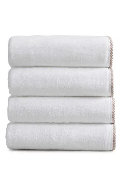 Woven & Weft Border Stitch 4-pack Cotton Bath Towels In White