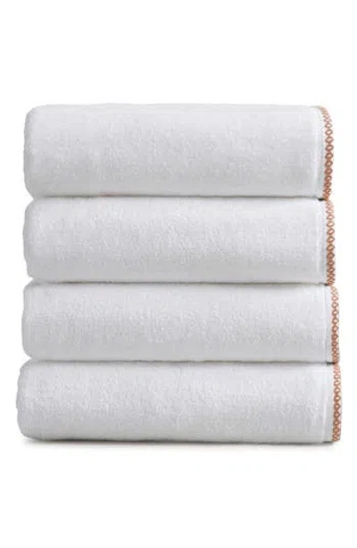 Woven & Weft Border Stitch 4-pack Cotton Bath Towels In White
