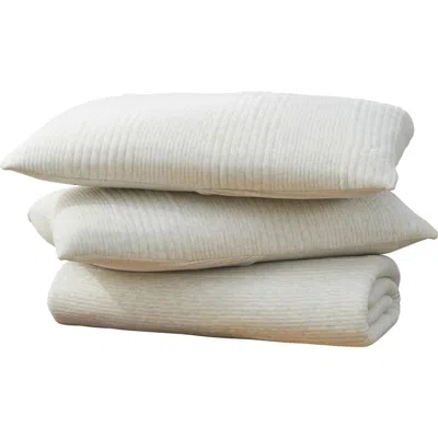 Woven & Weft Channel Stitch 3-piece Jersey Quilt Set In Heathered Oatmeal