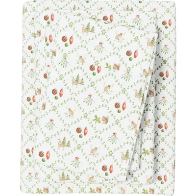 Woven & Weft Cheerful Christmas 4-piece Flannel Bed Sheet Set In Multi
