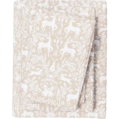 Woven & Weft Cheerful Christmas 4-piece Flannel Bed Sheet Set In Neutral