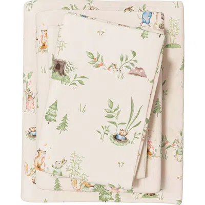 Woven & Weft Christmas Forest 4-piece Flannel Bed Sheet Set In Neutral
