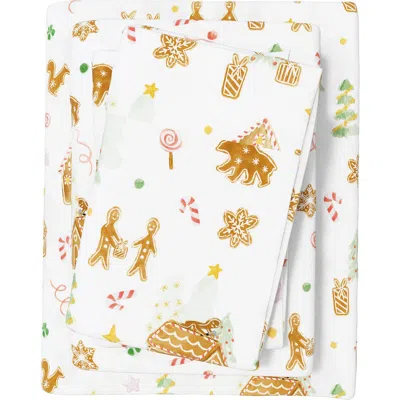 Woven & Weft Christmas Forest 4-piece Flannel Bed Sheet Set In White