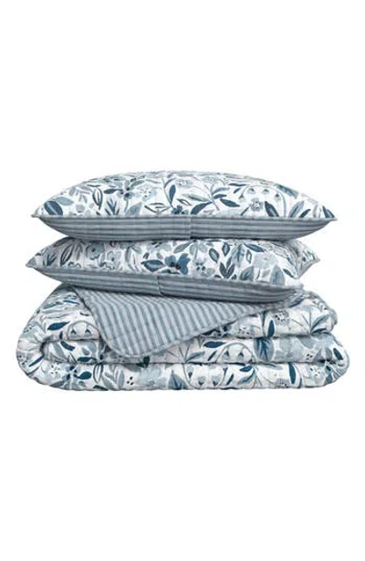 Woven & Weft Coastal Bloom Quilt Set In Coastal Bloom Blue