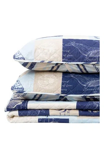 Woven & Weft Coastal Patchwork Reversible Microfiber Quilt Set In Multi