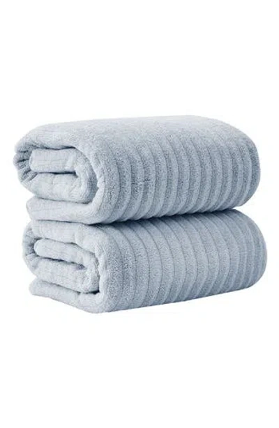 Woven & Weft Combed Cotton 2-pack Bath Towels In Blue
