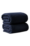Woven & Weft Combed Cotton 2-pack Bath Towels In Blue