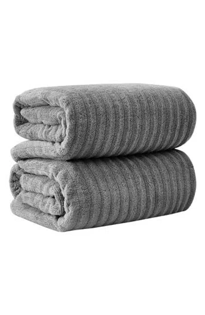 Woven & Weft Combed Cotton 2-pack Bath Towels In Gray