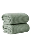 Woven & Weft Combed Cotton 2-pack Bath Towels In Green