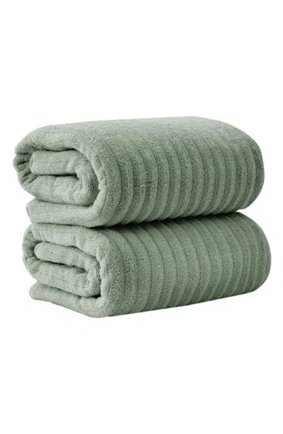 Woven & Weft Combed Cotton 2-pack Bath Towels In Green