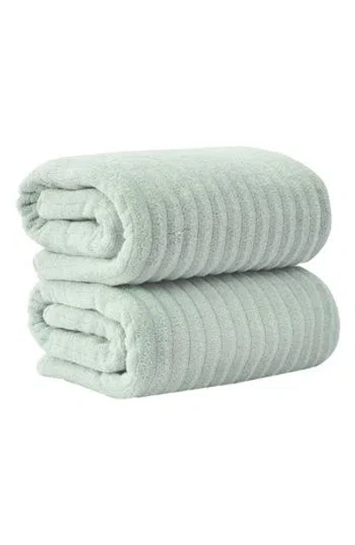 Woven & Weft Combed Cotton 2-pack Bath Towels In Green