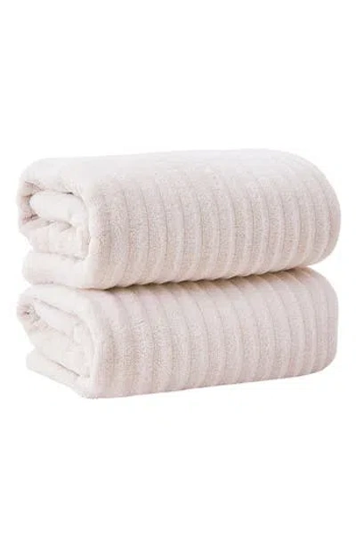 Woven & Weft Combed Cotton 2-pack Bath Towels In Pink Sand