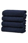 Woven & Weft Combed Cotton 4-pack Bath Towels In Blue