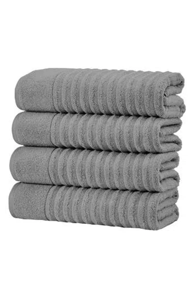Woven & Weft Combed Cotton 4-pack Bath Towels In Gray