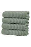 Woven & Weft Combed Cotton 4-pack Bath Towels In Green